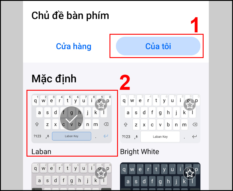 Chọn chủ để từ Của tôi